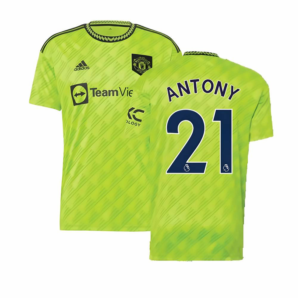 '22-'23 Man Utd Third Shirt (Antony 21) Polyester Manchester United Made By: Adidas Men's Green Extra Large