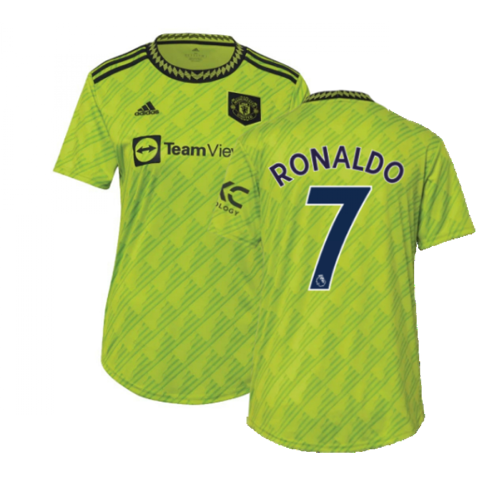 '22-'23 Man Utd Third Shirt () (Ronaldo 7) Polyester Cristiano Ronaldo Manchester United Made By: Adidas Women's Yellow Medium