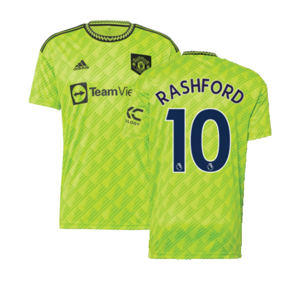 '22-'23 Man Utd Third Shirt (Rashford 10) Polyester Marcus Rashford Manchester United Made By: Adidas Men's Green 3XL