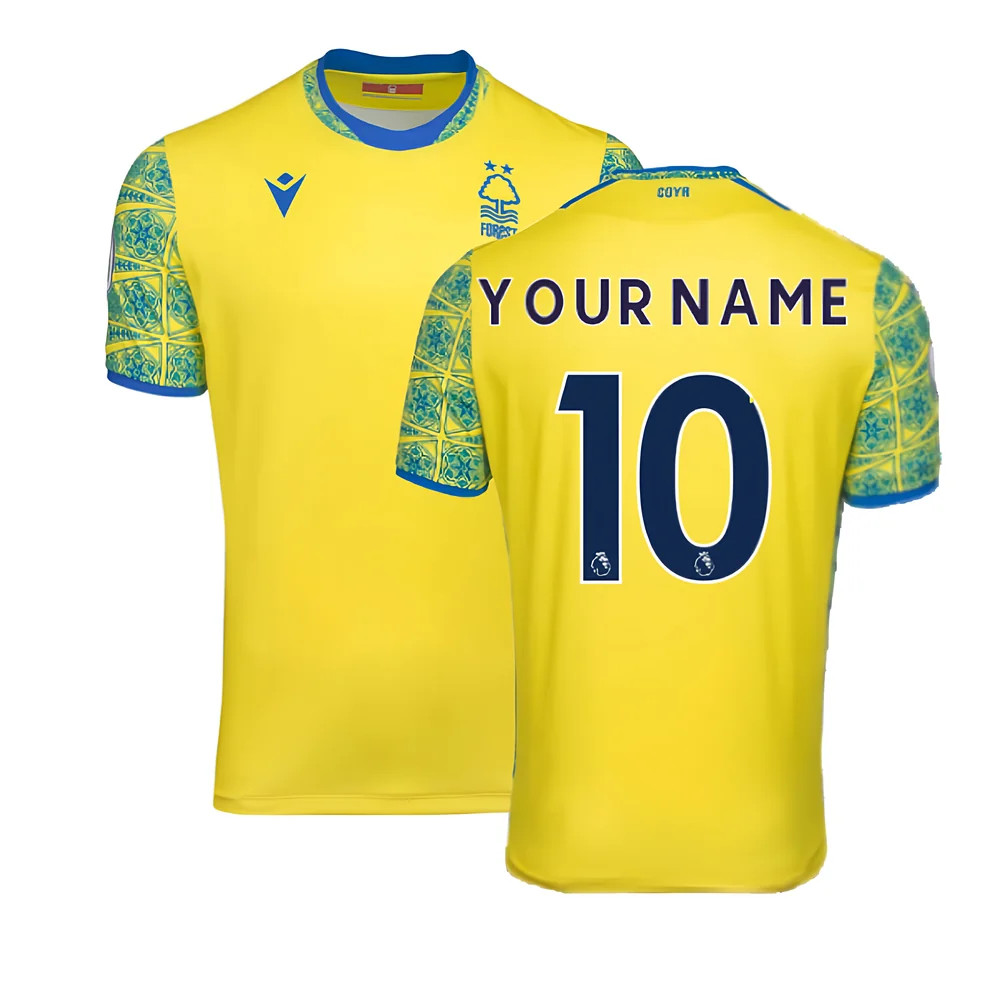 '22-'23 Nottingham Forest Away Shirt (Your Name) Polyester Made By: Macron Men's Yellow Large