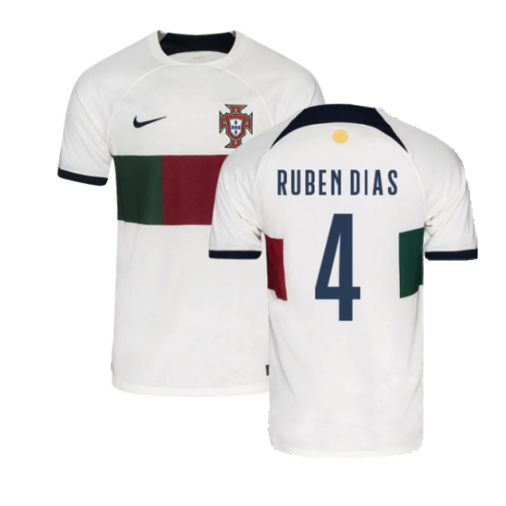 '22-'23 Portugal Away Shirt (Ruben Dias 4) Polyester Made By: Nike Men's White 3XL