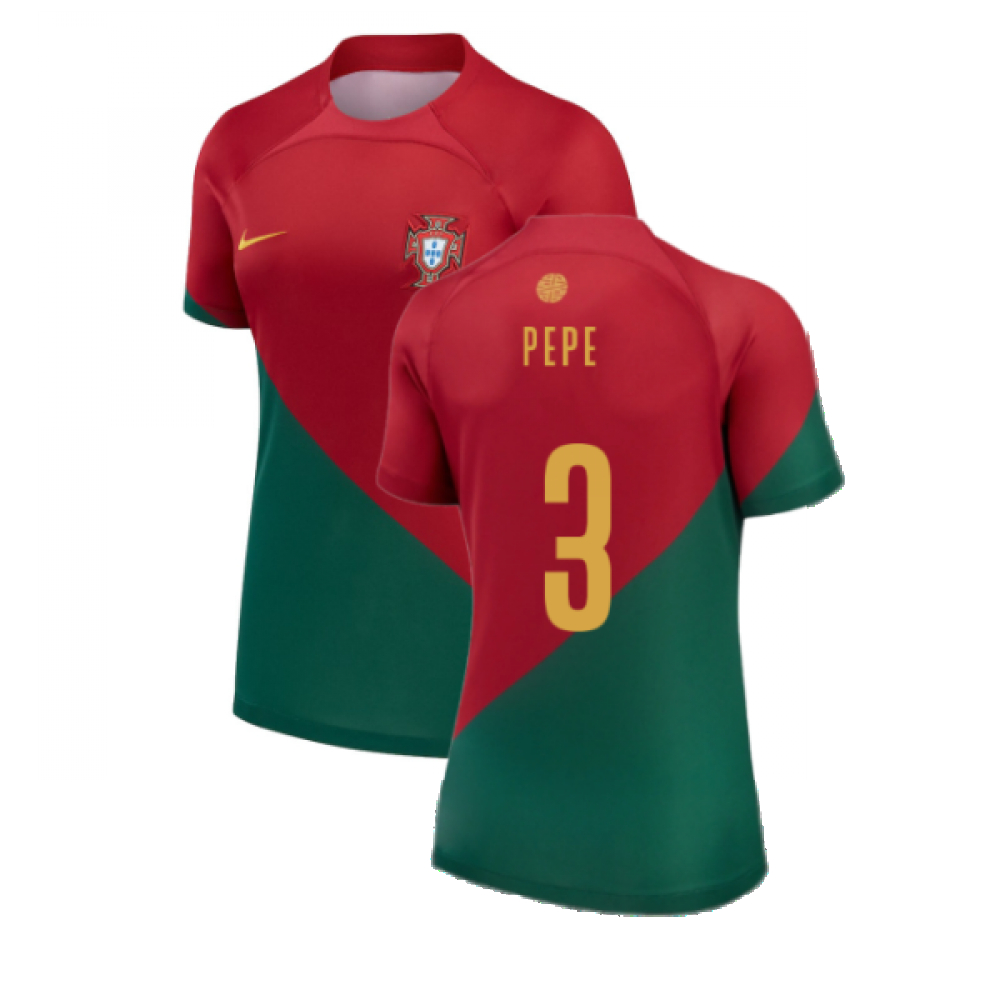 '22-'23 Portugal Home Shirt () (Pepe 3) Polyester Made By: Nike Women's Red Extra Large