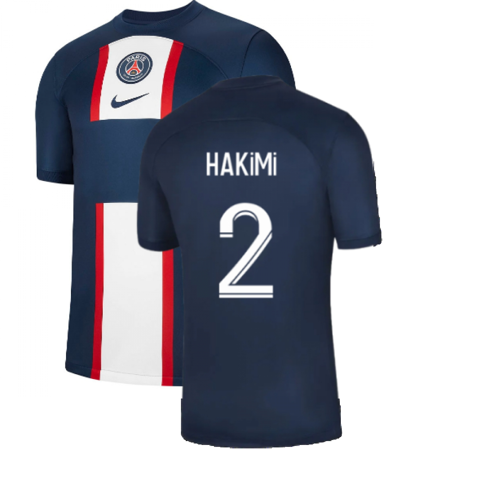 '22-'23 Psg Home Shirt (No Sponsor) (Hakimi 2) Polyester Achraf Hakimi Made By: Nike Men's Navy Extra Large