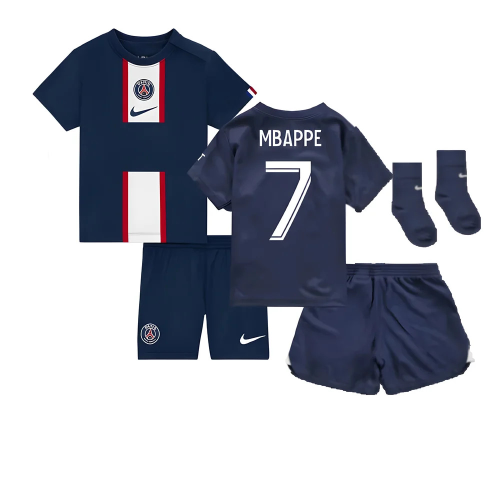 '22-'23 Psg Infants Home Kit (Mbappe 7) Adults 3-6 Mo Polyester Kylian Mbappe Made By: Nike Unisex Infant Navy 6-9 Mo