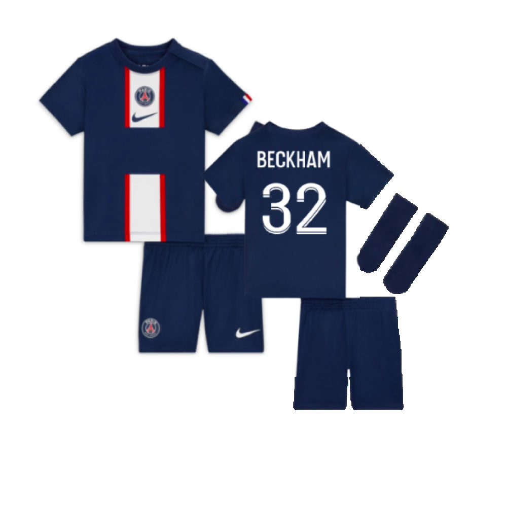 '22-'23 Psg Little Boys Home Kit (Beckham 32) Kids Polyester David Beckham Made By: Nike Unisex Kids Navy Extra Small