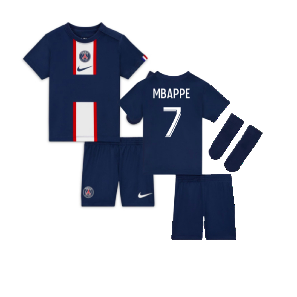 '22-'23 Psg Little Boys Home Kit (Mbappe 7) Kids Polyester Kylian Mbappe Made By: Nike Unisex Kids Navy Small