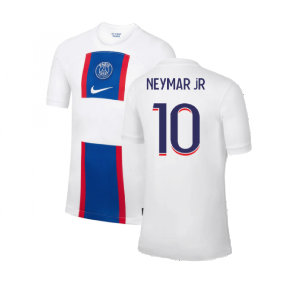 '22-'23 Psg Third Shirt (Kids) (Neymar Jr 10) Polyester Made By: Nike Unisex Kids White Medium