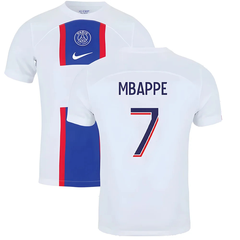 '22-'23 Psg Third Shirt (Mbappe 7) Polyester Kylian Mbappe Made By: Nike Men's Navy Xxl