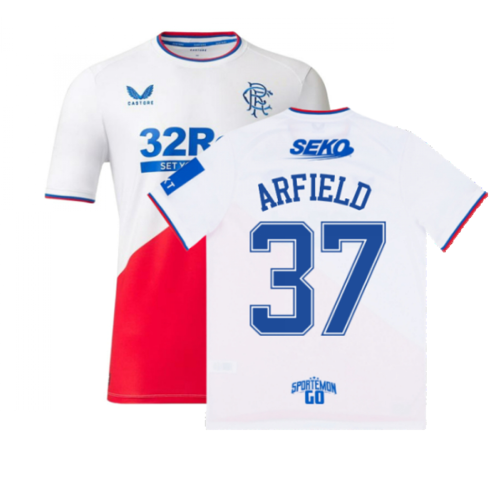 '22-'23 Rangers Away Shirt (Arfield 37) Polyester Scott Arfield Made By: Castore Men's White Large