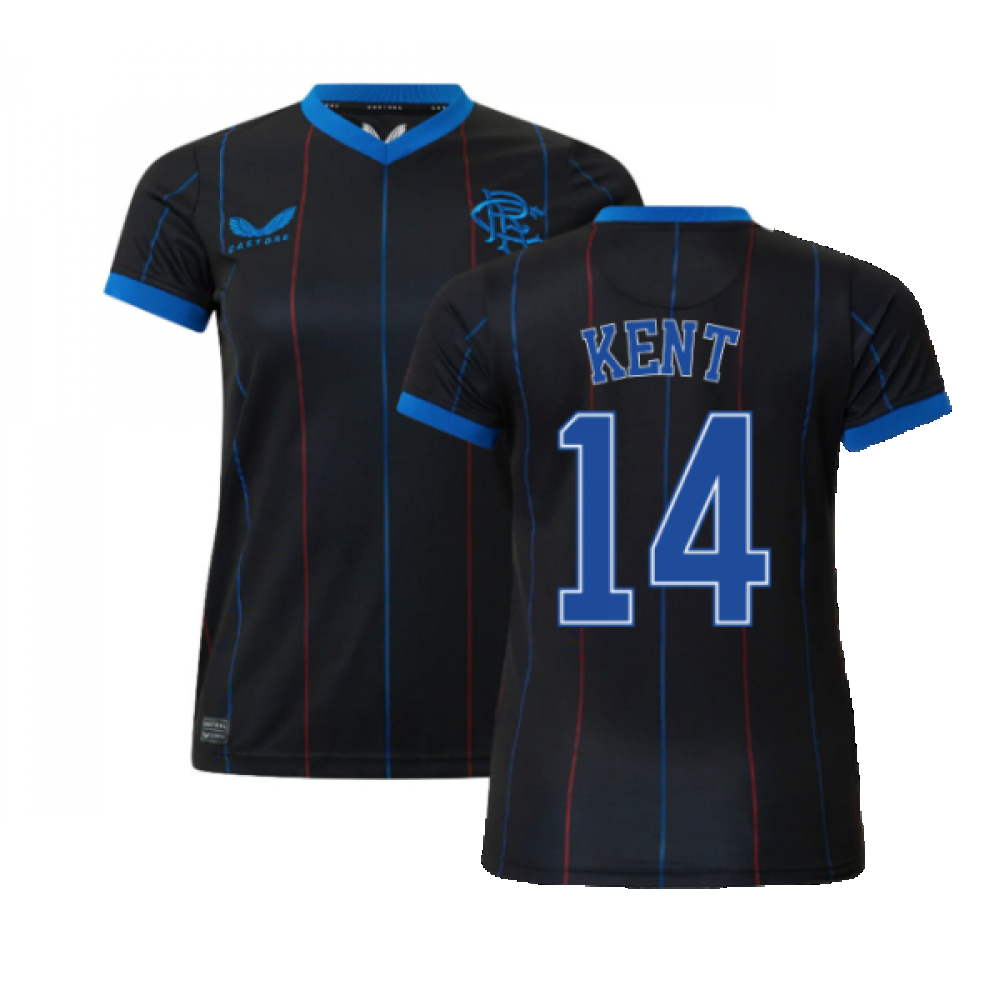 '22-'23 Rangers Fourth Shirt () (Kent 14) Polyester Ryan Kent Made By: Castore Women's Black Small