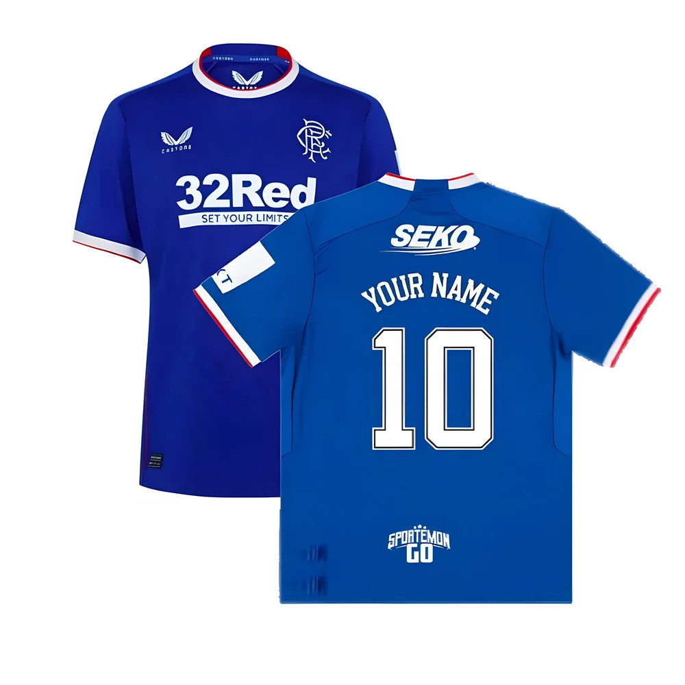 '22-'23 Rangers Home Shirt (Your Name) Polyester Made By: Castore Men's Blue Medium