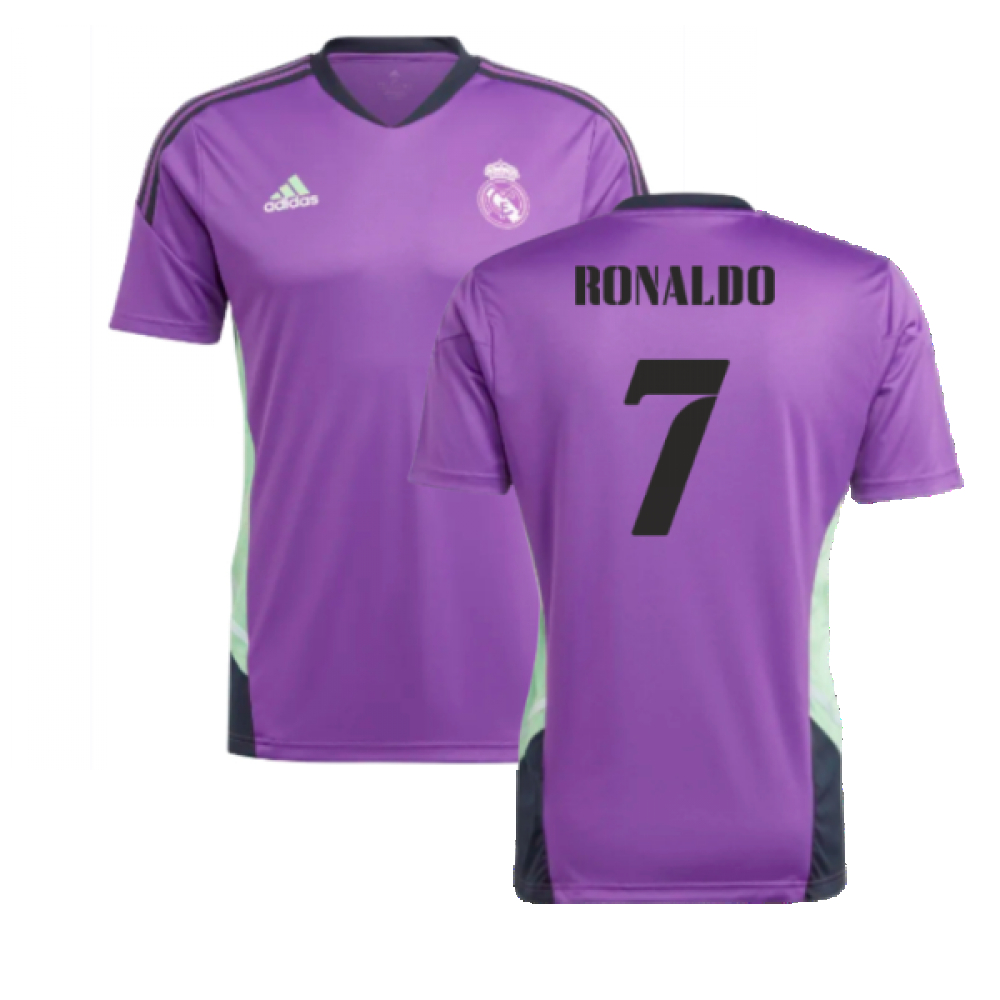 '22-'23 Real Madrid Condivo Training Jersey (Purple) (Ronaldo 7) Polyester Cristiano Ronaldo Made By: Adidas Men's Purple Xxl