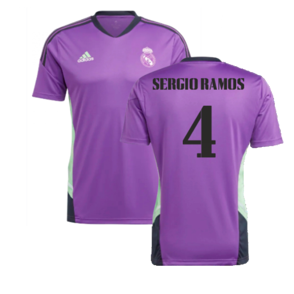 '22-'23 Real Madrid Condivo Training Jersey (Purple) (Sergio Ramos 4) Polyester Made By: Adidas Men's Purple Xxl
