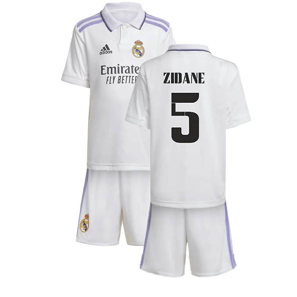 '22-'23 Real Madrid Home Mini Kit (Zidane 5) Toddler's Polyester Zinedine Zidane Unisex Toddler White 2-3 Toddler
