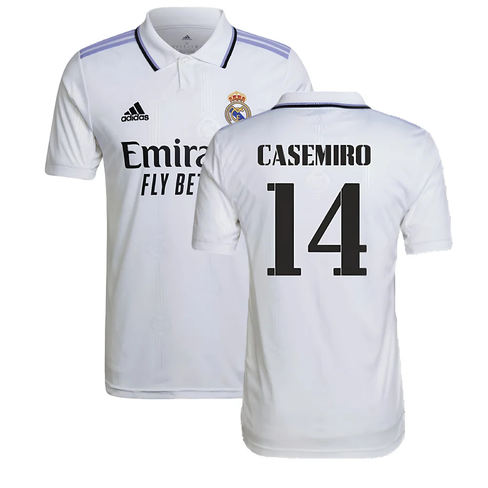 '22-'23 Real Madrid Home Shirt (Casemiro 14) Polyester Made By: Adidas Men's White Xxl