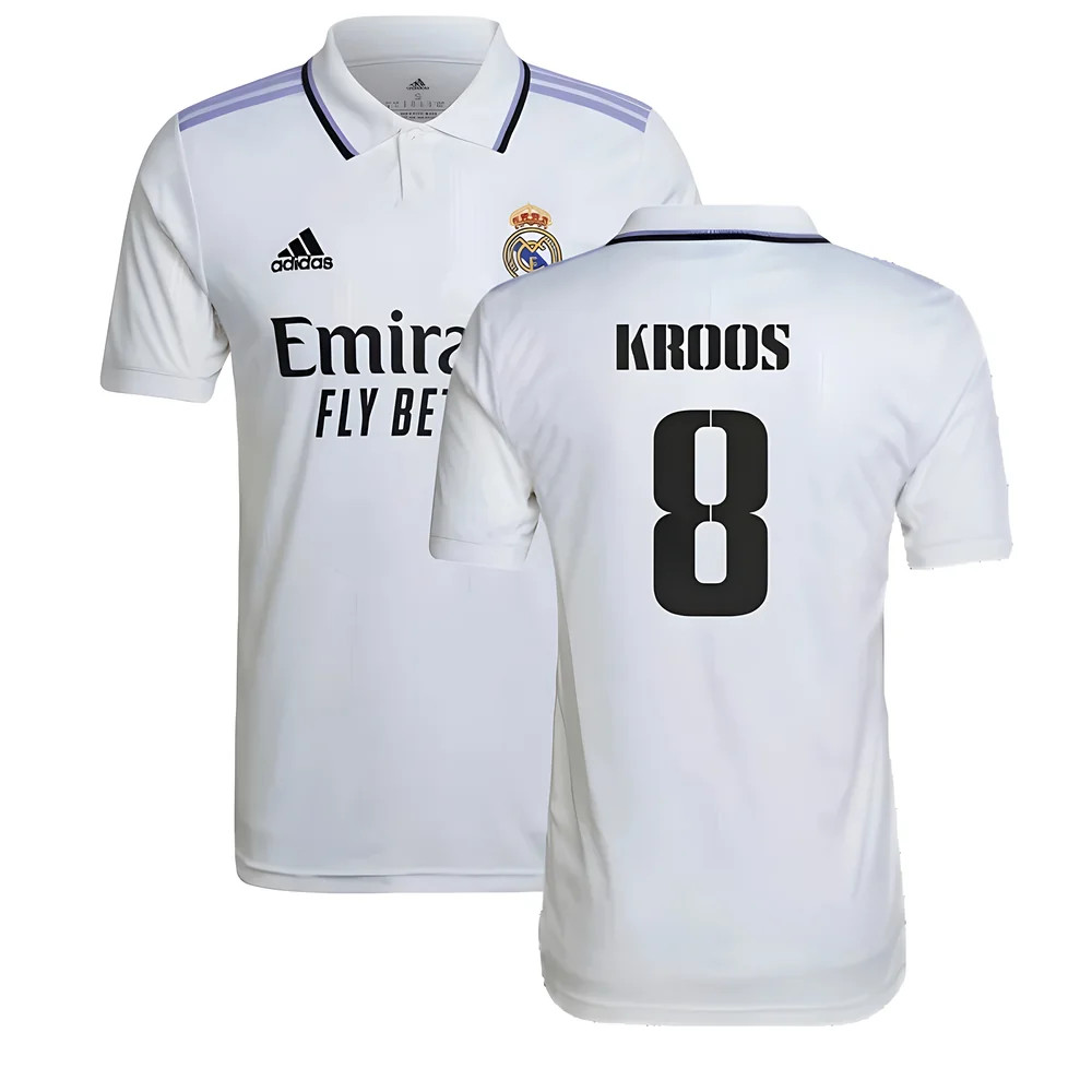 '22-'23 Real Madrid Home Shirt (Kroos 8) Polyester Toni Kroos Made By: Adidas Men's White Xxl