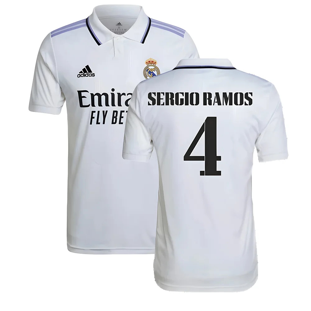 '22-'23 Real Madrid Home Shirt (Sergio Ramos 4) Polyester Made By: Adidas Men's White 3XL
