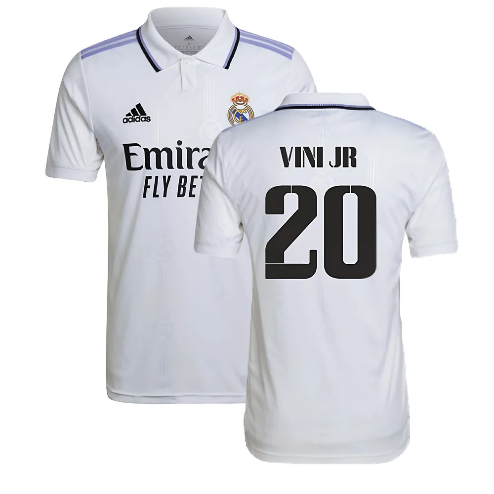 '22-'23 Real Madrid Home Shirt (Vini Jr 20) Polyester Vinicius Junior Made By: Adidas Men's White 3XL