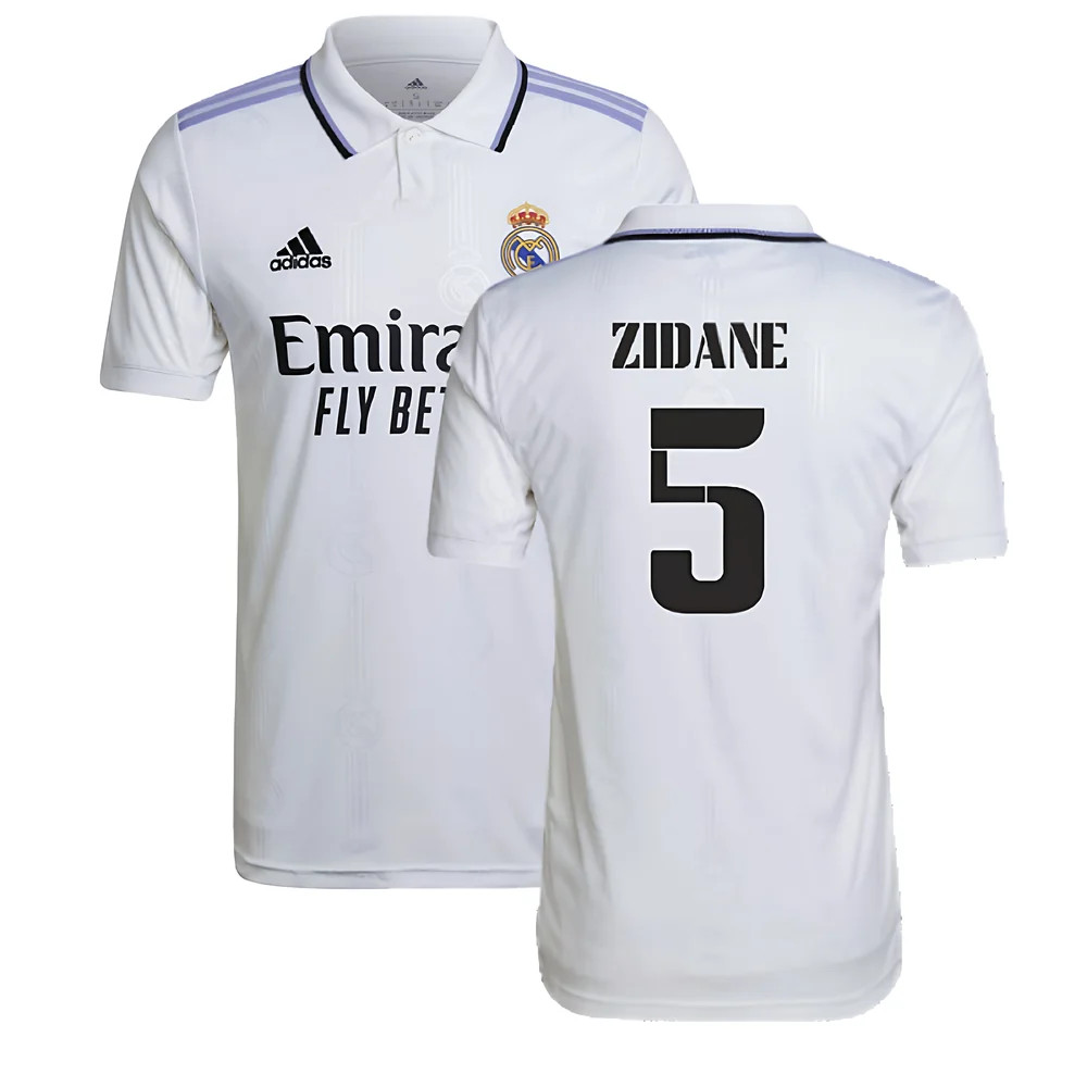 '22-'23 Real Madrid Home Shirt (Zidane 5) Polyester Zinedine Zidane Made By: Adidas Men's White Xxl