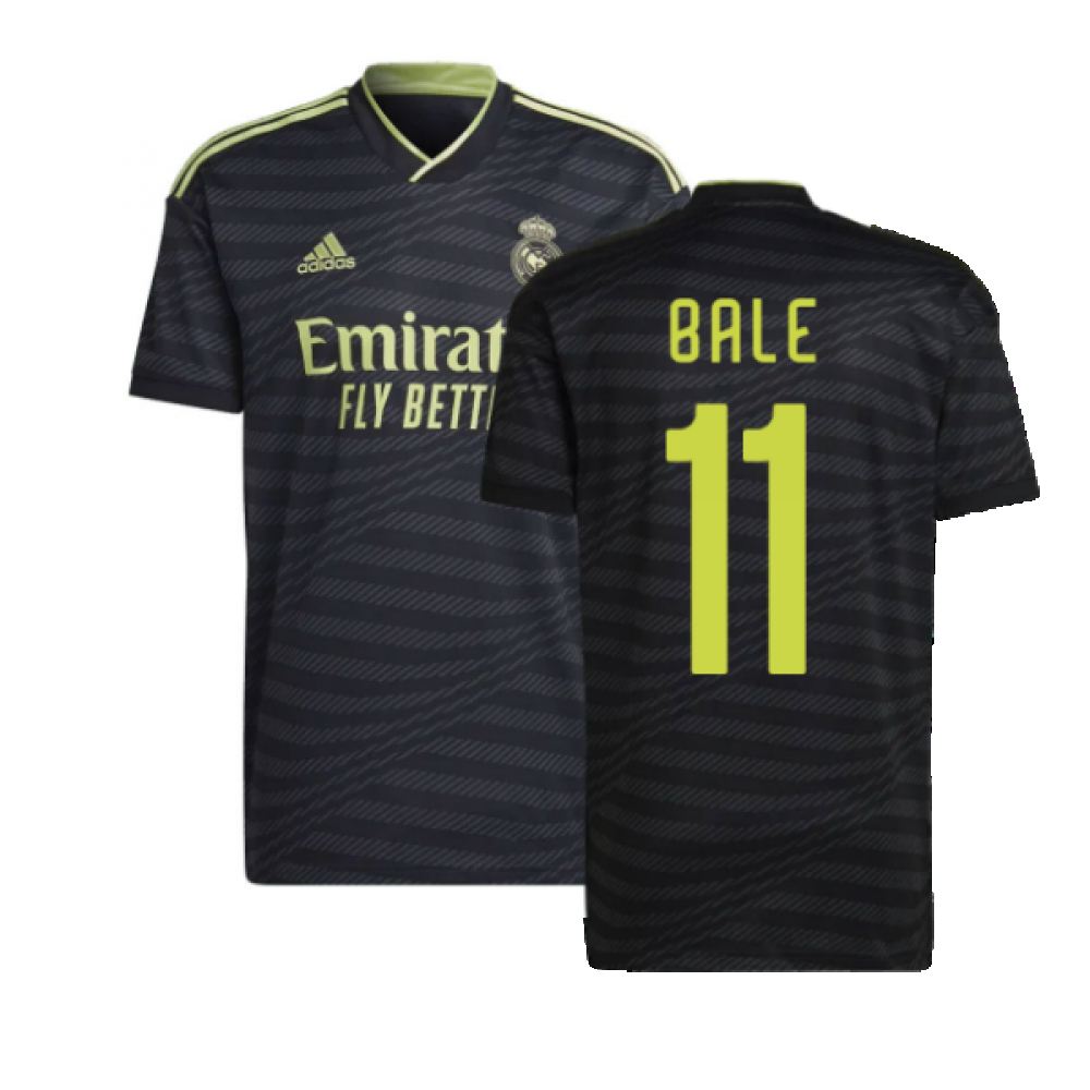 '22-'23 Real Madrid Third Shirt (Bale 11) Polyester Gareth Bale Made By: Adidas Men's Black Extra Large