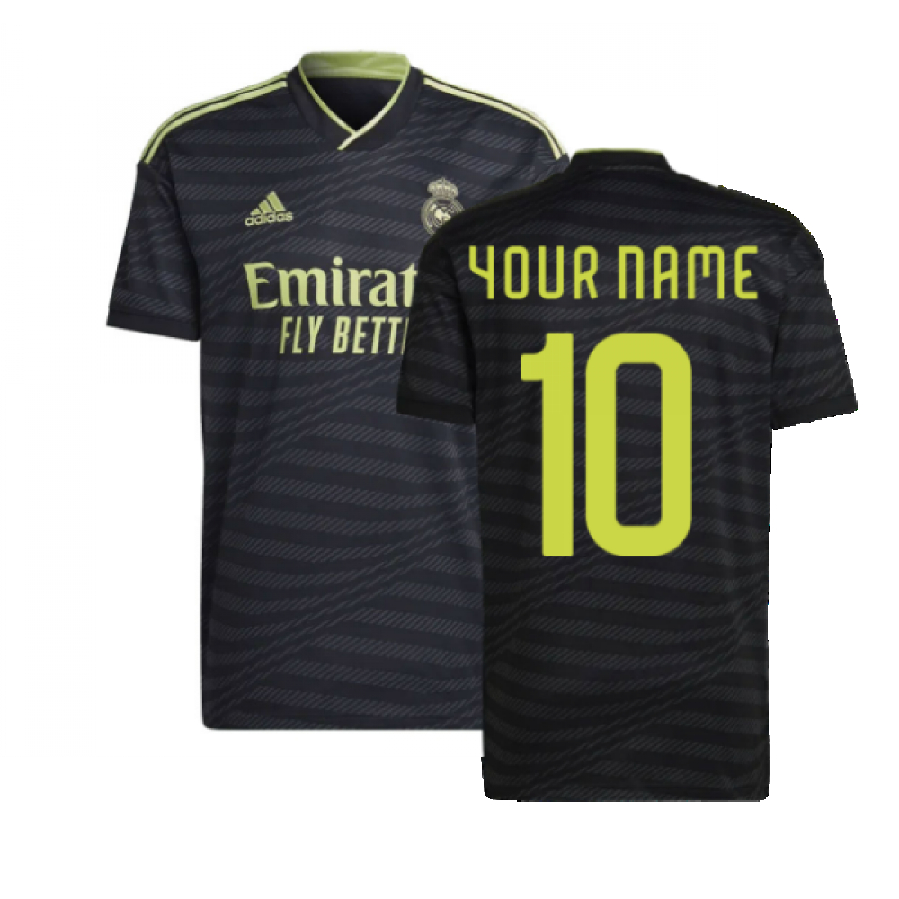 '22-'23 Real Madrid Third Shirt (Your Name) Polyester Made By: Adidas Men's Black Extra Large