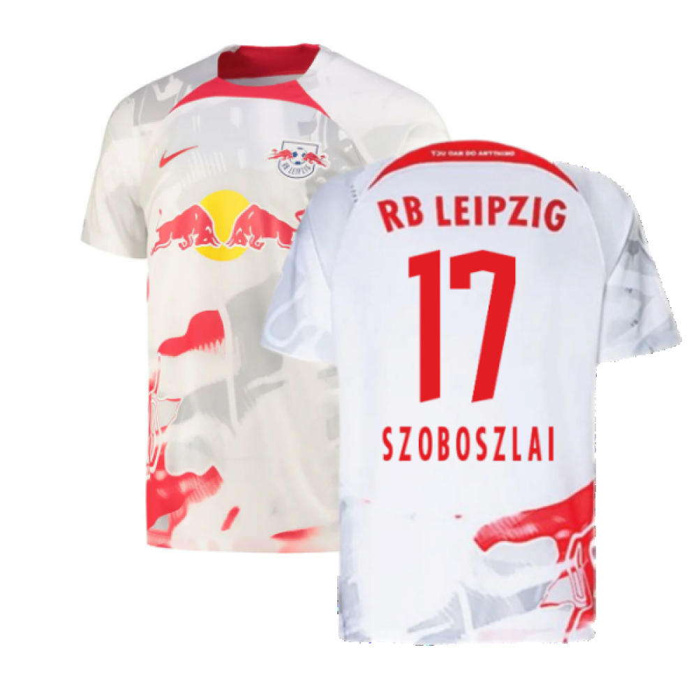 '22-'23 Bull Leipzig Home Shirt (White) (Szoboszlai 17) Polyester Dominik Szoboszlai Made By: Nike Men's Red Xxl