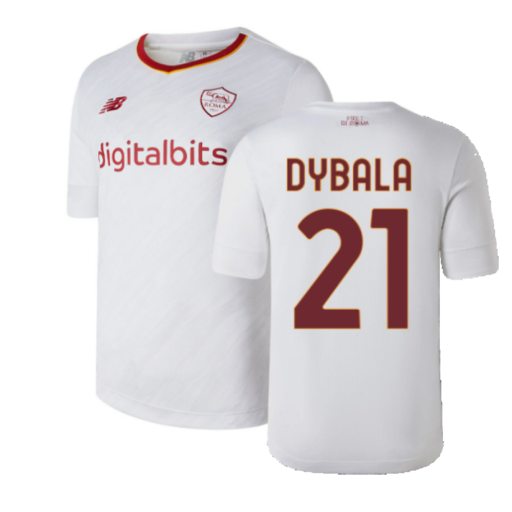 '22-'23 Roma Away Shirt (Dybala 21) Polyester Paulo Dybala Made By: New Balance Men's White Xxl