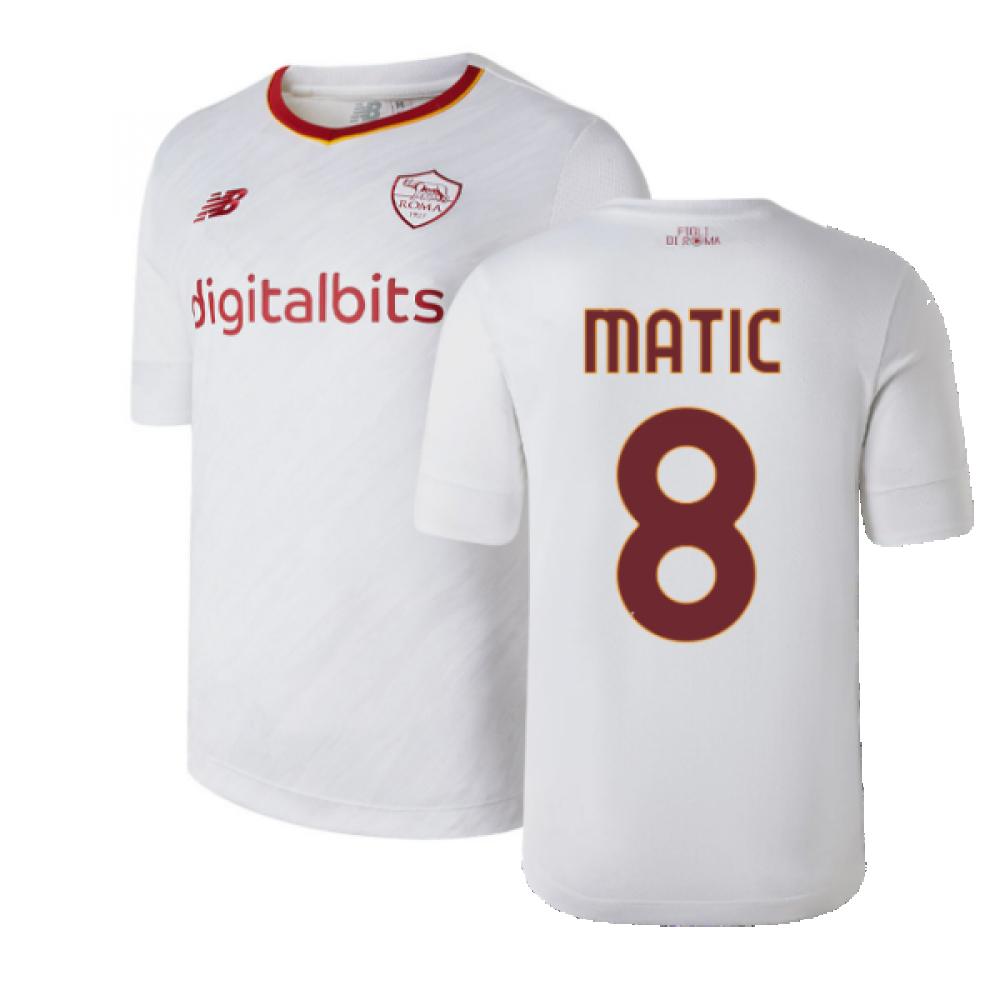 '22-'23 Roma Away Shirt (Matic 8) Polyester Nemanja Matic Made By: New Balance Men's White Xxl