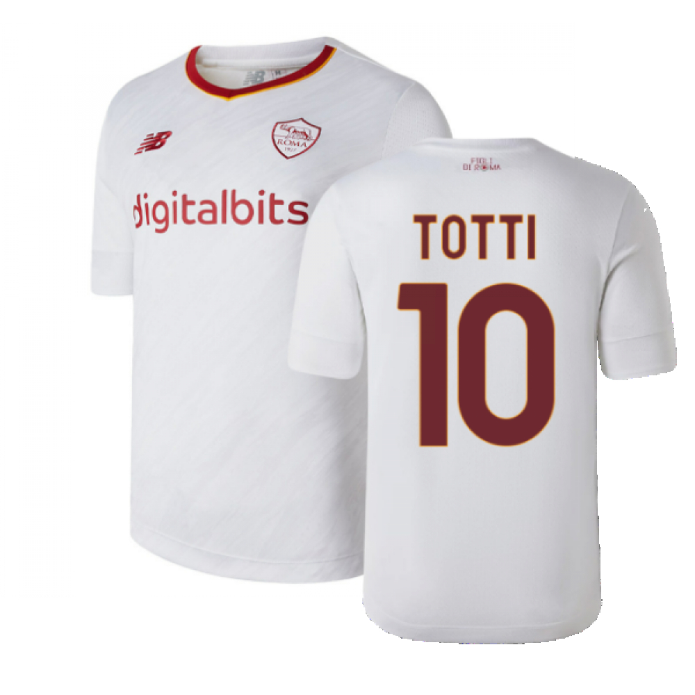 '22-'23 Roma Away Shirt (Totti 10) Polyester Francesco Totti Made By: New Balance Men's White Xxl