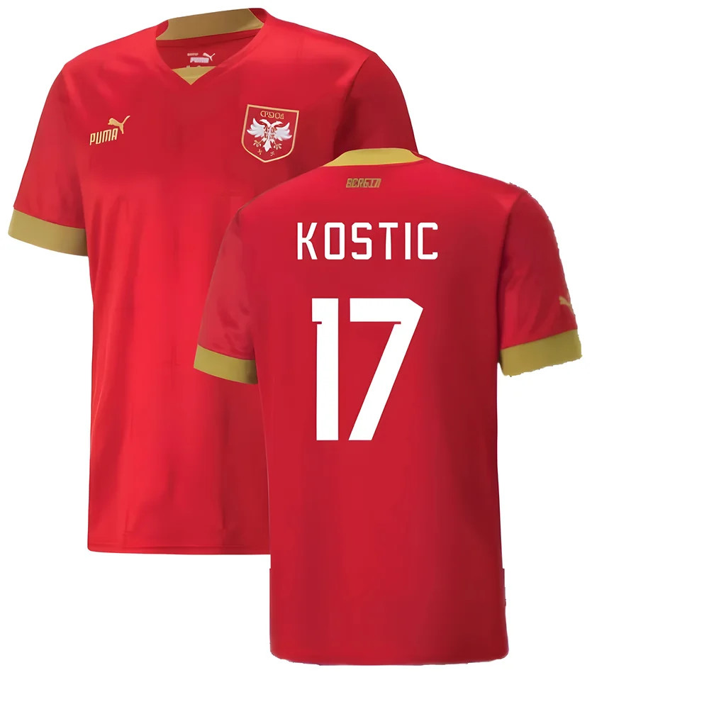 '22-'23 Serbia Home Shirt (Kostic 17) Polyester Filip Kostic Made By: Puma Men's Red Medium