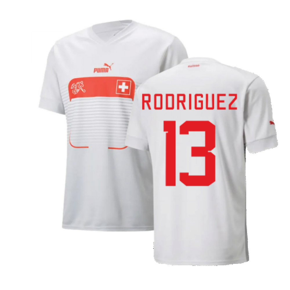 '22-'23 Switzerland Away Shirt (Rodriguez 13) Polyester Ricardo Rodríguez Made By: Puma Men's White Extra Large