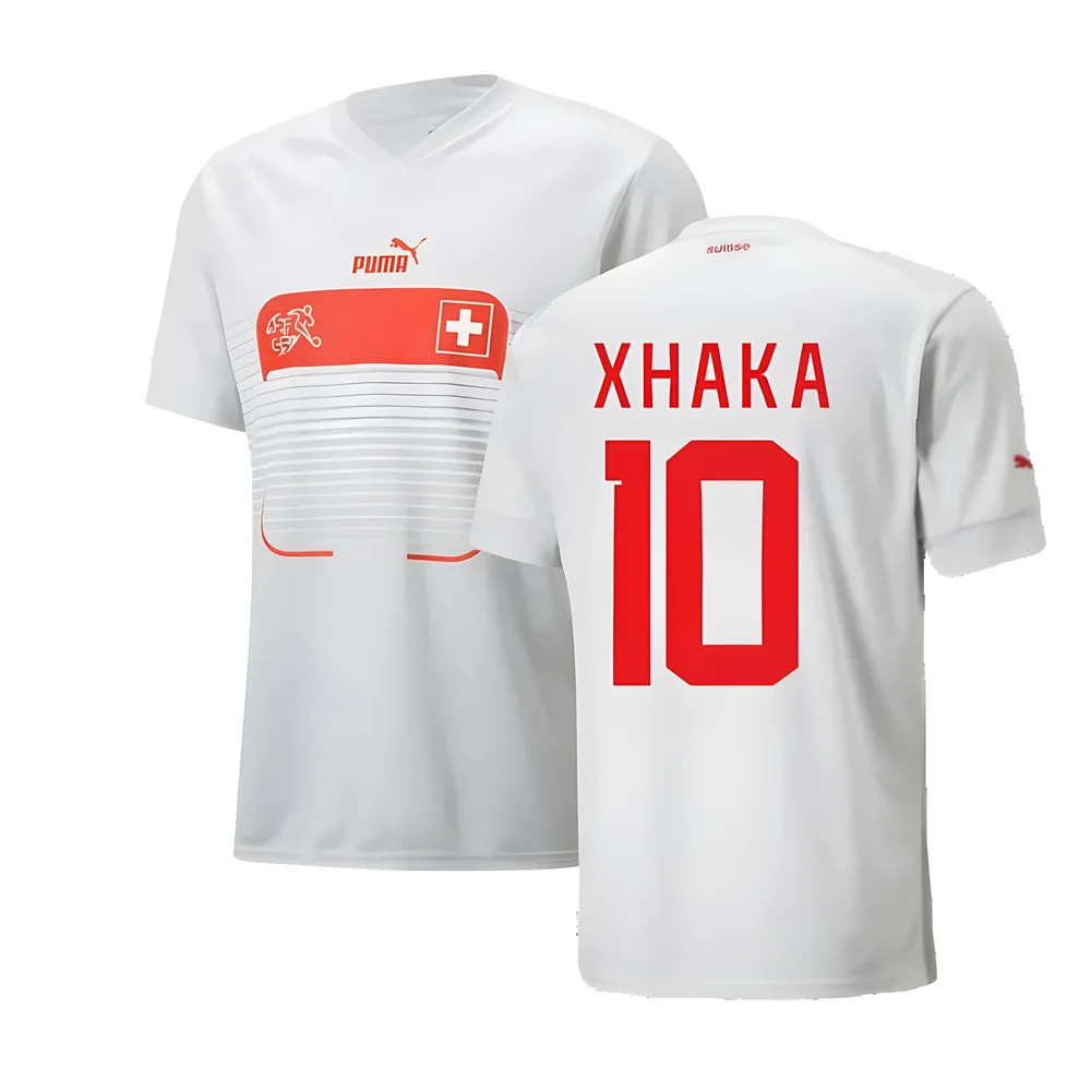 '22-'23 Switzerland Away Shirt (Xhaka 10) Polyester Made By: Puma Men's White Large