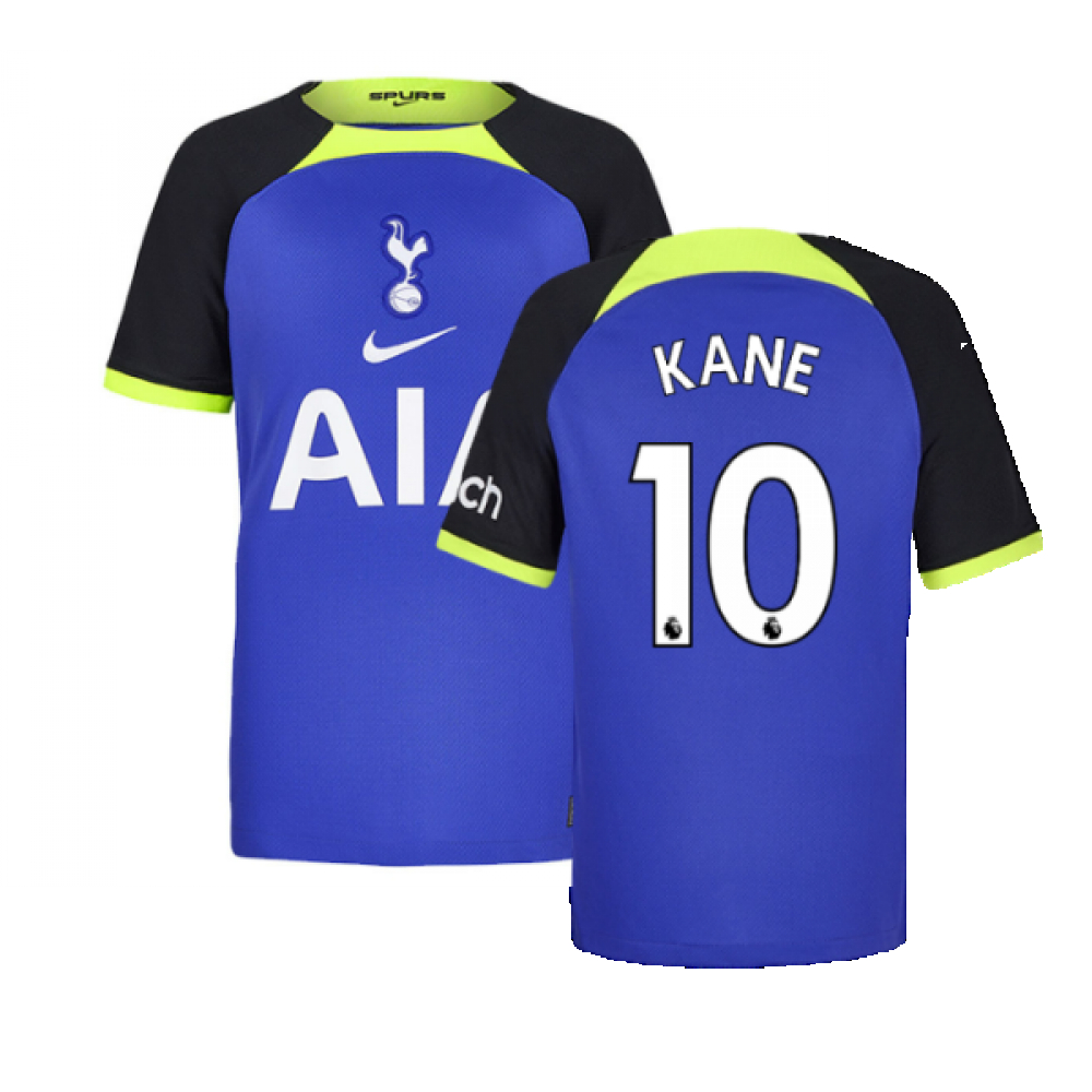 '22-'23 Tottenham Away Shirt (Kids) (Kane 10) Polyester Harry Kane Made By: Nike Unisex Kids Blue Small