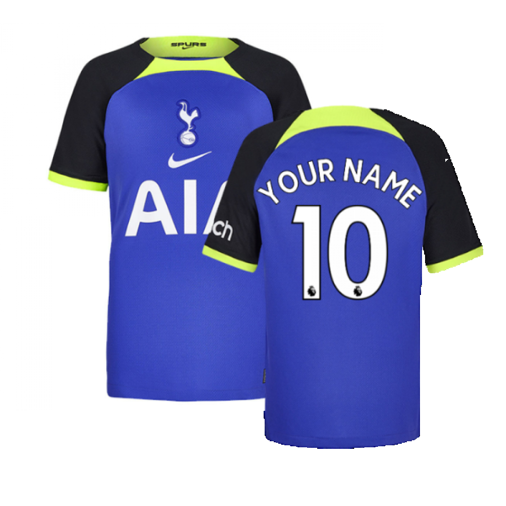 '22-'23 Tottenham Away Shirt (Kids) (Your Name) Polyester Made By: Nike Unisex Kids Blue Extra Small