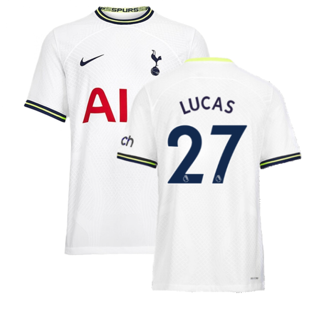'22-'23 Tottenham Vapor Home Shirt (Lucas 27) Polyester Lucas Moura Made By: Nike Men's White Small