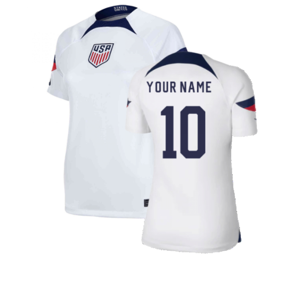 '22-'23 Usa Home Shirt () (Your Name) Polyester Made By: Nike Women's White Small