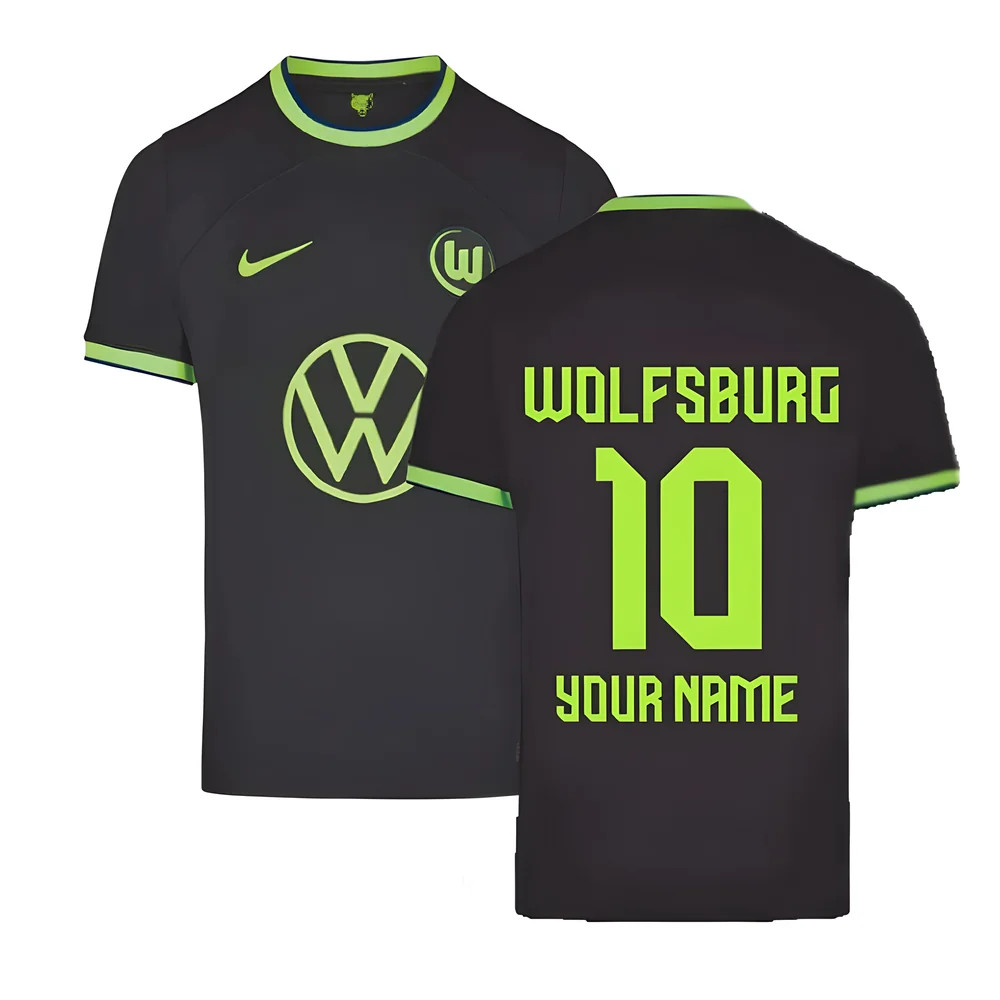 '22-'23 Wolfsburg Away Shirt (Your Name) Polyester Made By: Nike Men's Green Medium