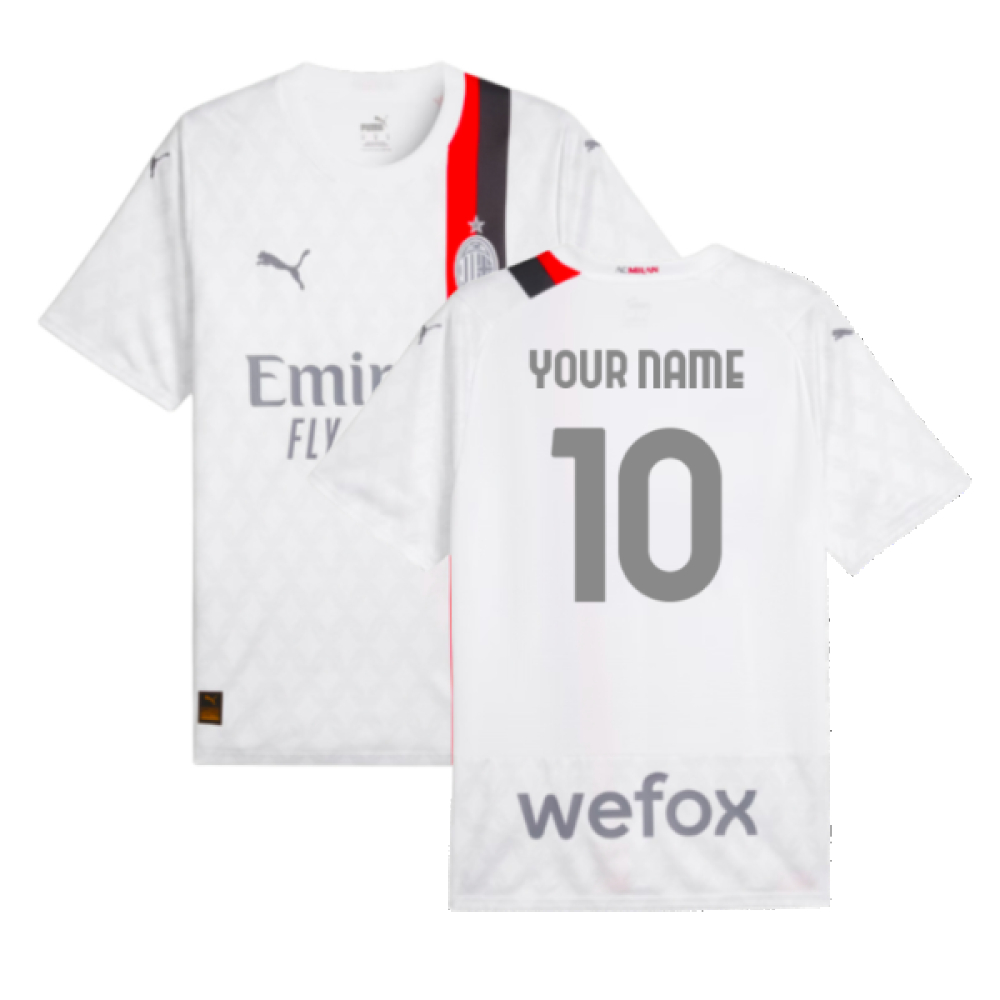 '23-'24 Ac Milan Away Shirt (Your Name) Polyester Made By: Puma Men's White Extra Large
