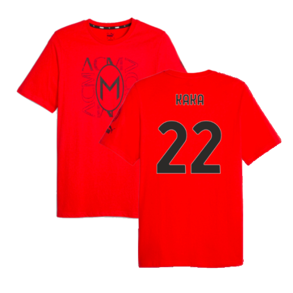 '23-'24 Ac Milan Ftblcore Graphic Tee (Red) (Kaka 22) Adults Polyester Made By: Puma Unisex Red Xxl