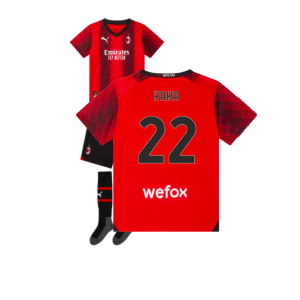 '23-'24 Ac Milan Home Mini Kit (Kaka 22) Toddler's Polyester Made By: Puma Unisex Toddler Red 1-2 Toddler