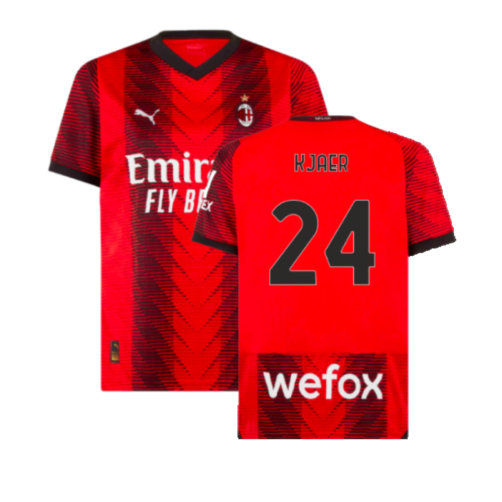 '23-'24 Ac Milan Home Shirt (Kjaer 24) Polyester Made By: Puma Men's Red Xxl