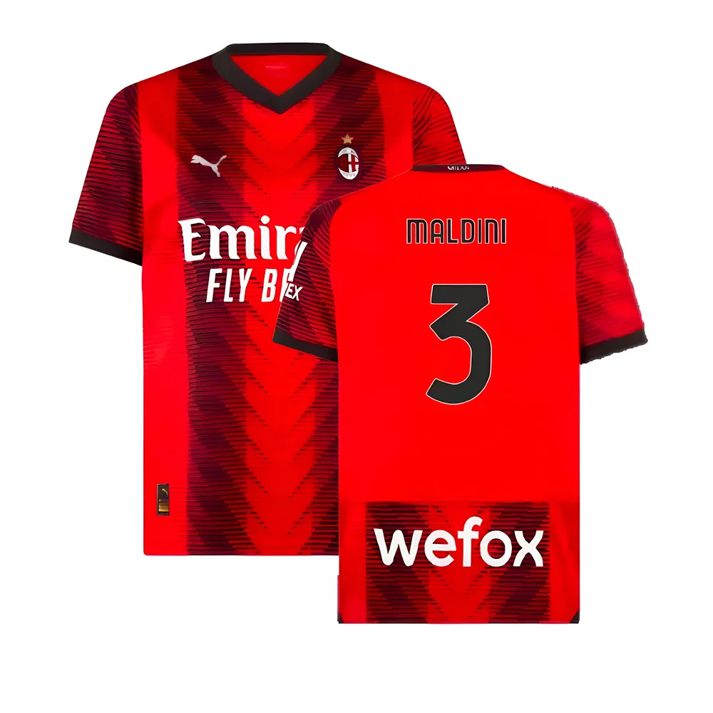 '23-'24 Ac Milan Home Shirt (Maldini 3) Polyester Made By: Puma Men's Red Large