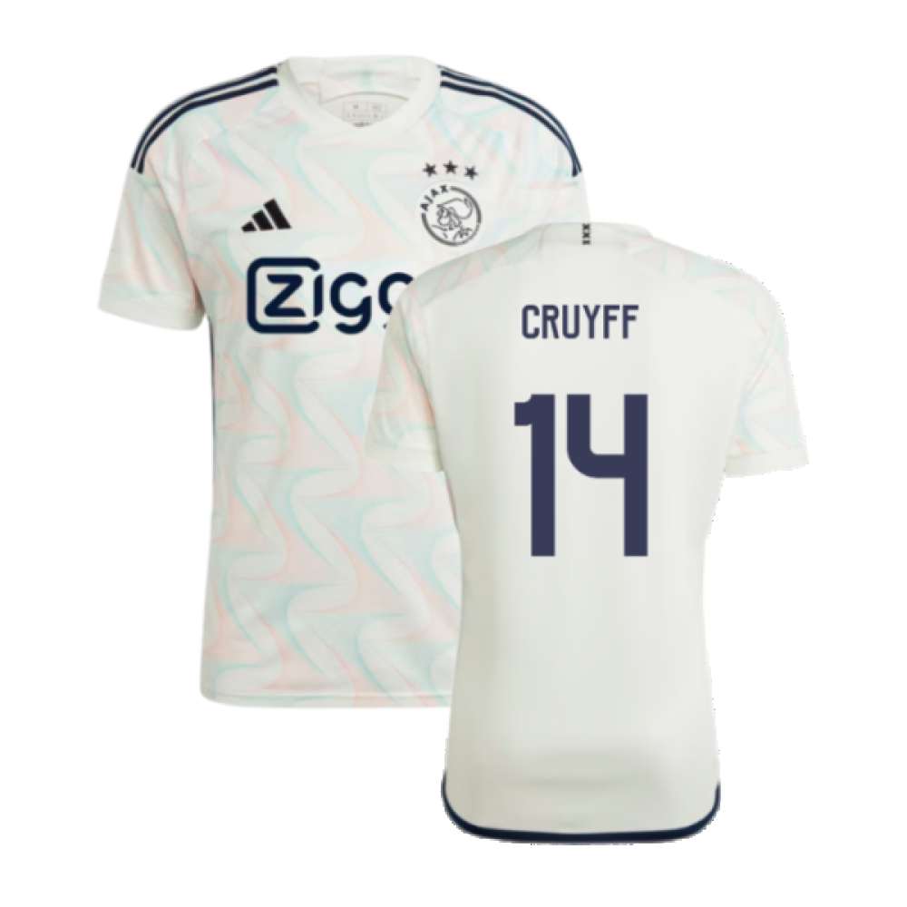 '23-'24 Ajax Away Shirt (Cruyff 14) Polyester Johan Cruyff Made By: Adidas Men's White 3XL