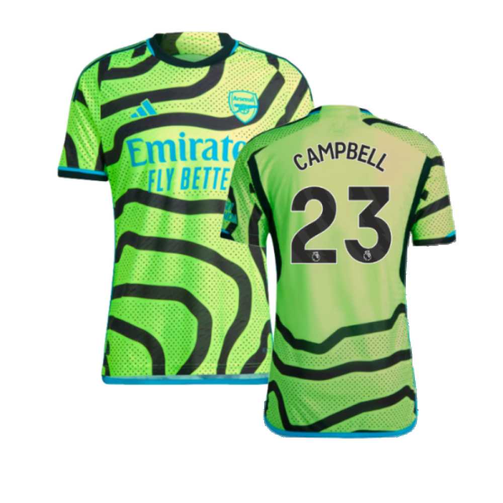 '23-'24 Arsenal Authentic Away Shirt (Campbell 23) Polyester Made By: Adidas Men's Yellow Medium