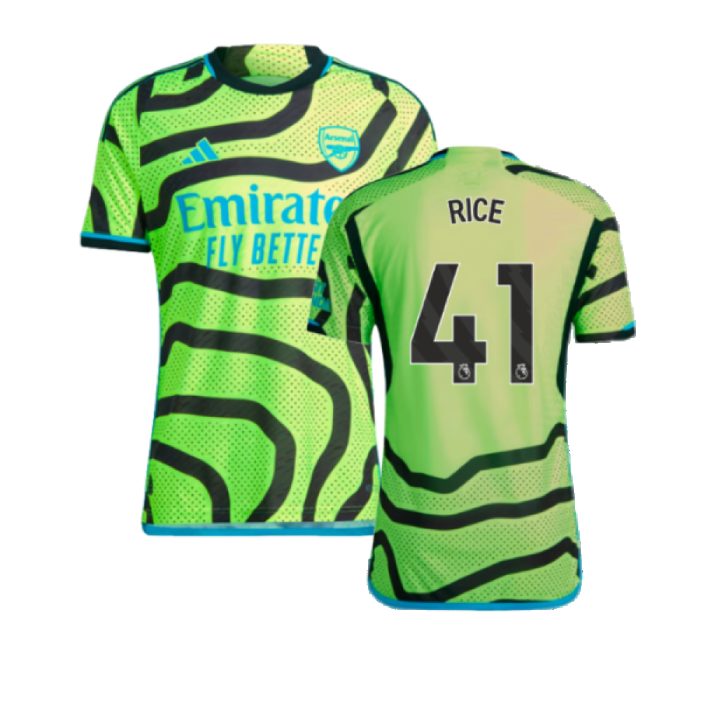 '23-'24 Arsenal Authentic Away Shirt (Rice 41) Polyester Made By: Adidas Men's Yellow Medium