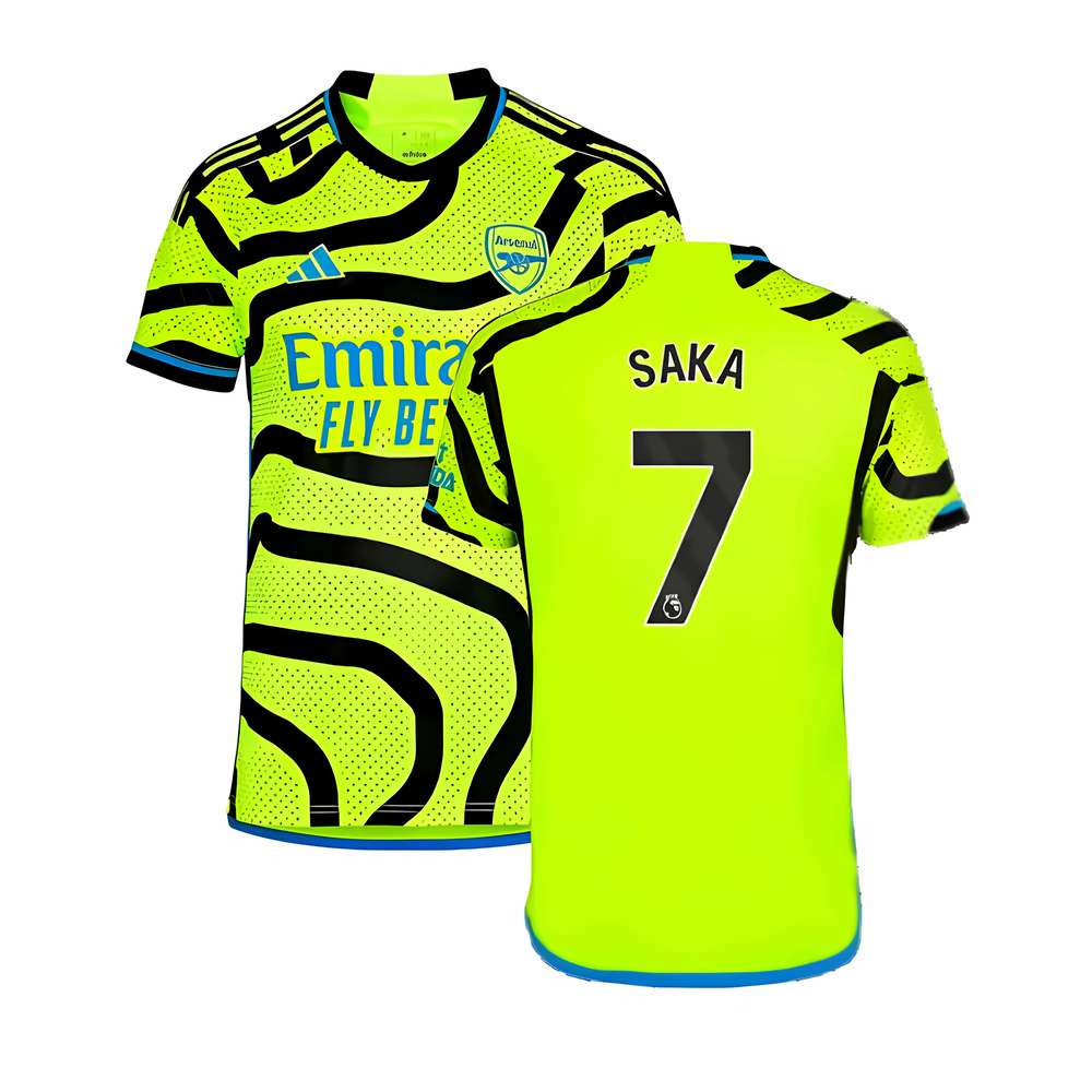 '23-'24 Arsenal Away Shirt (Kids) (Saka 7) Polyester Made By: Adidas Unisex Kids Yellow Size 15-16