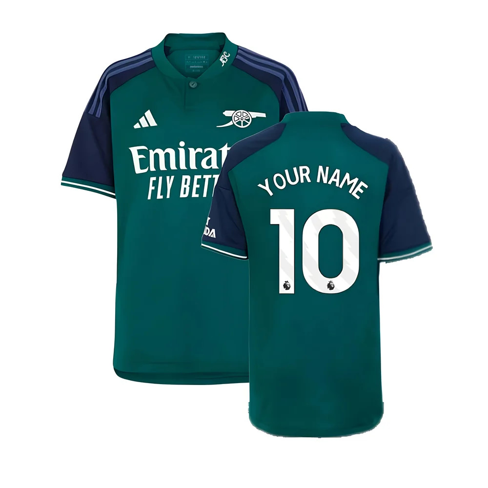 '23-'24 Arsenal Third Shirt (Kids) (Your Name) Polyester Made By: Adidas Unisex Kids Green Size 7-8