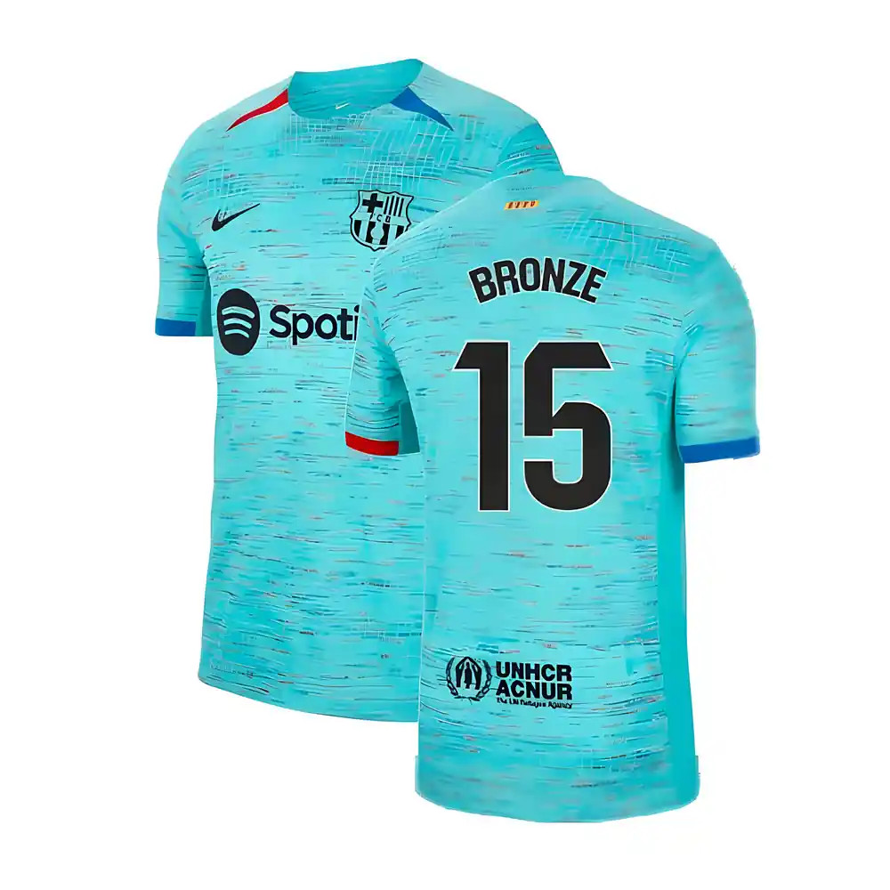 '23-'24 Barcelona Authentic Third Shirt (Bronze 15) Polyester Made By: Nike Men's Blue Small