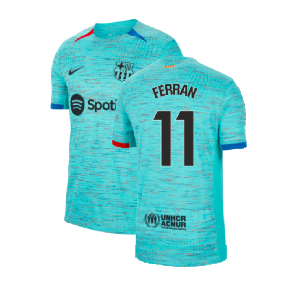 '23-'24 Barcelona Authentic Third Shirt (Ferran 11) Polyester Made By: Nike Men's Blue Small