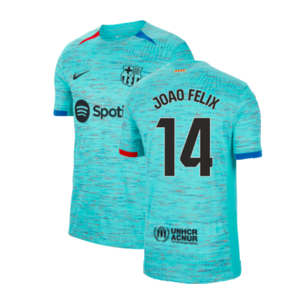 '23-'24 Barcelona Authentic Third Shirt (Joao Felix 14) Polyester Made By: Nike Men's Blue Small